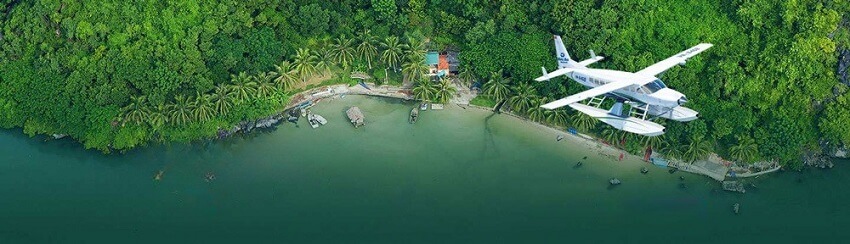 La baie d'Halong depuis le ciel